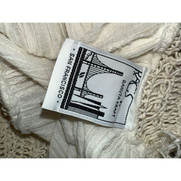 Vintage Danuta Kraft San Francisco White Boho Prairie Maxi Dress – Crochet Flora - Picture 13 of 14